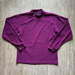 Mont Bell Purple Mock Turtleneck Boxy Long Sleeve Fleece Sweatshirt Size Medium